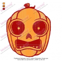 Frightened Halloween Jack O Lantern Embroidery Design